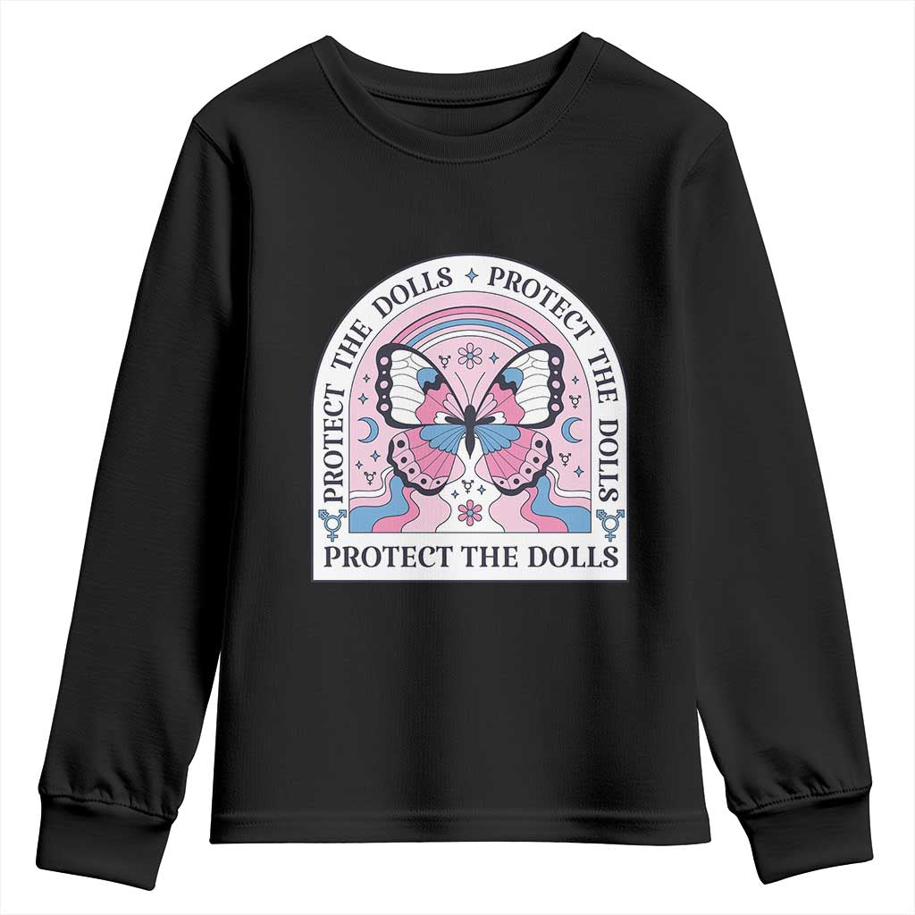 Protect The Dolls Youth Sweatshirt Trans Women Pride Month Butterfly