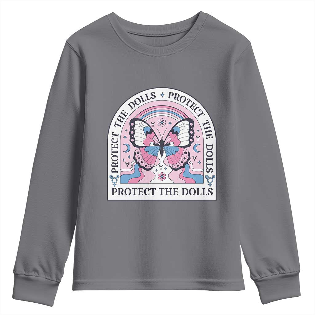 Protect The Dolls Youth Sweatshirt Trans Women Pride Month Butterfly