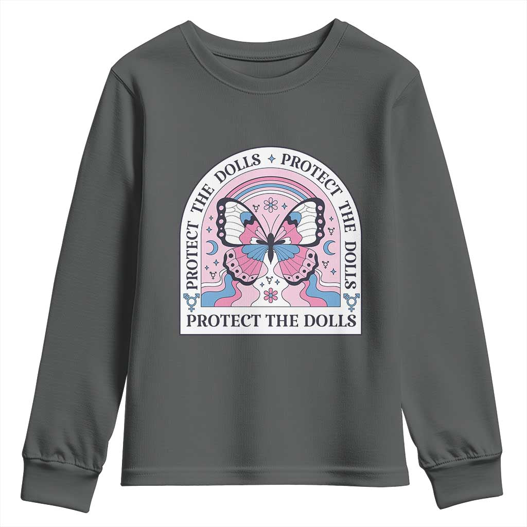Protect The Dolls Youth Sweatshirt Trans Women Pride Month Butterfly