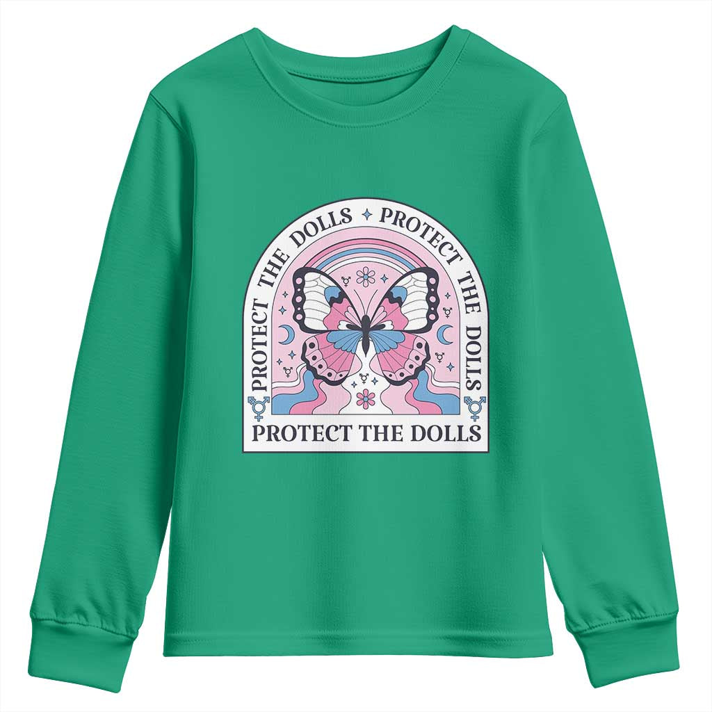 Protect The Dolls Youth Sweatshirt Trans Women Pride Month Butterfly