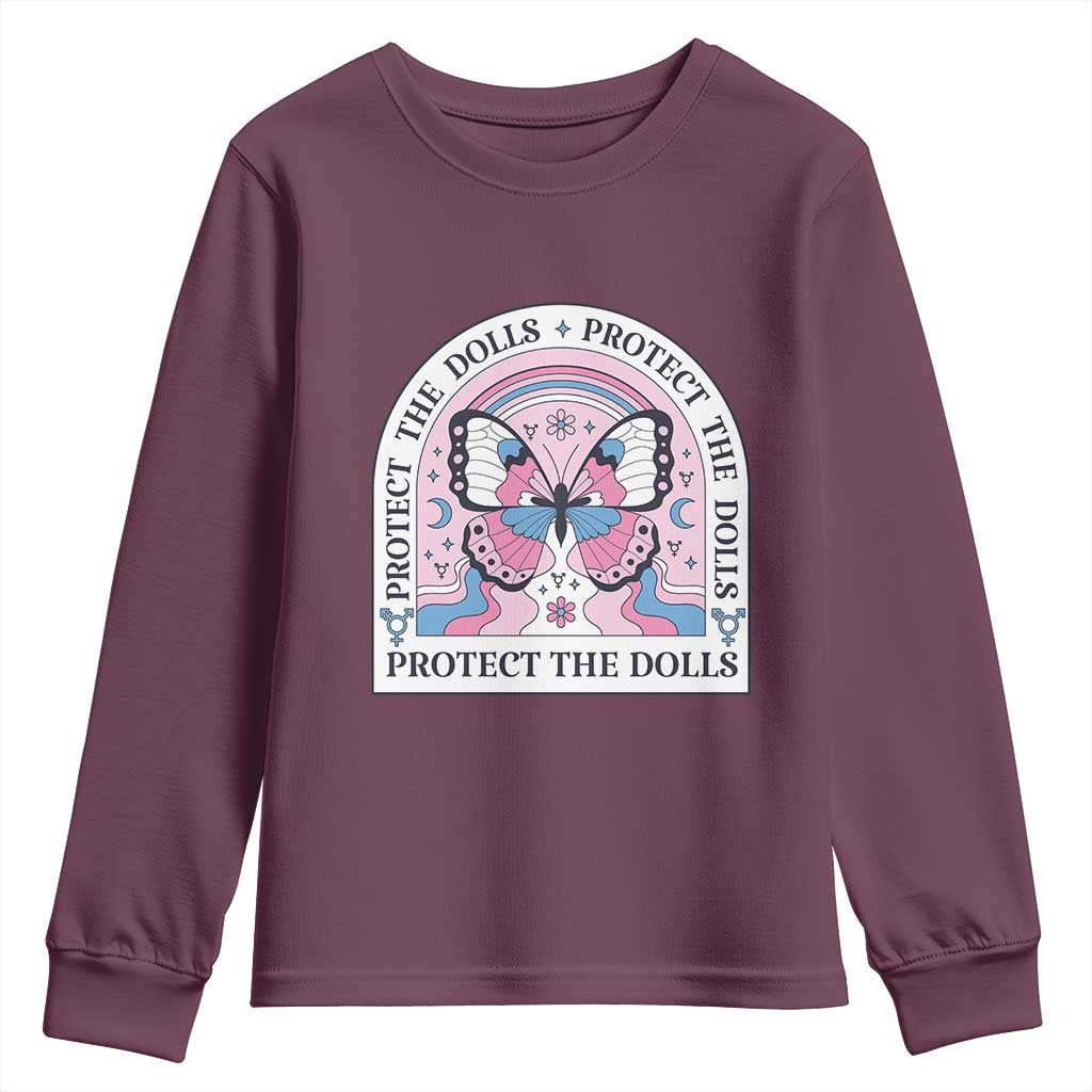 Protect The Dolls Youth Sweatshirt Trans Women Pride Month Butterfly