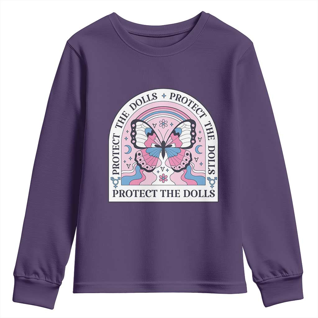 Protect The Dolls Youth Sweatshirt Trans Women Pride Month Butterfly