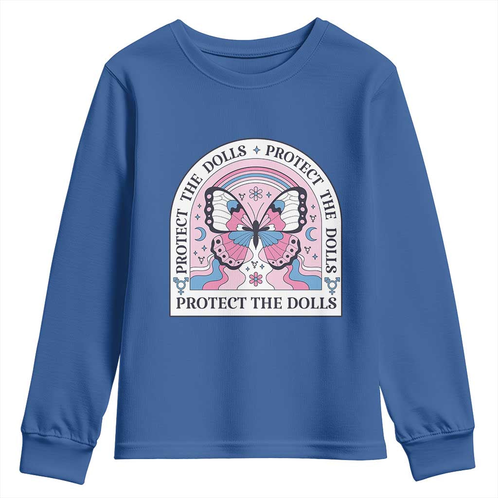 Protect The Dolls Youth Sweatshirt Trans Women Pride Month Butterfly