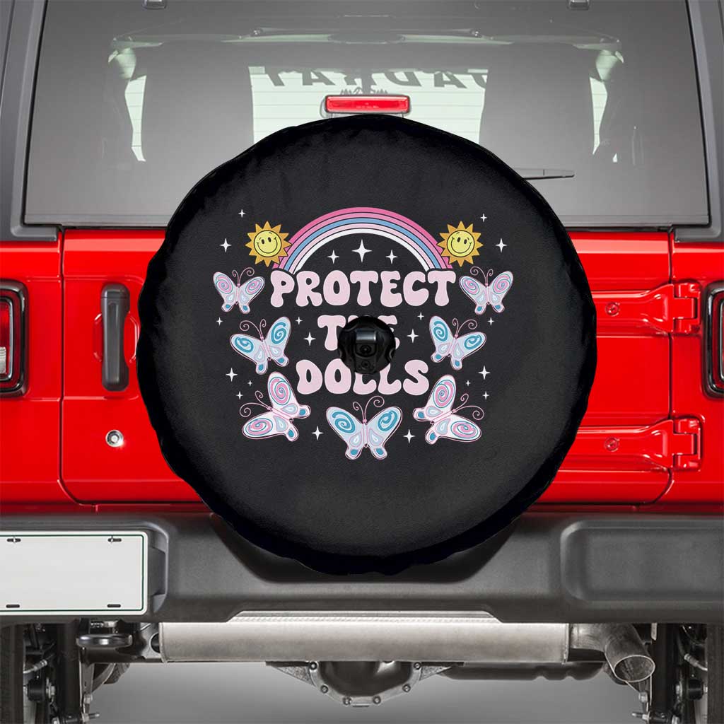 Protect The Dolls Spare Tire Cover Trans Women Pride Month Retro Groove Butterfly