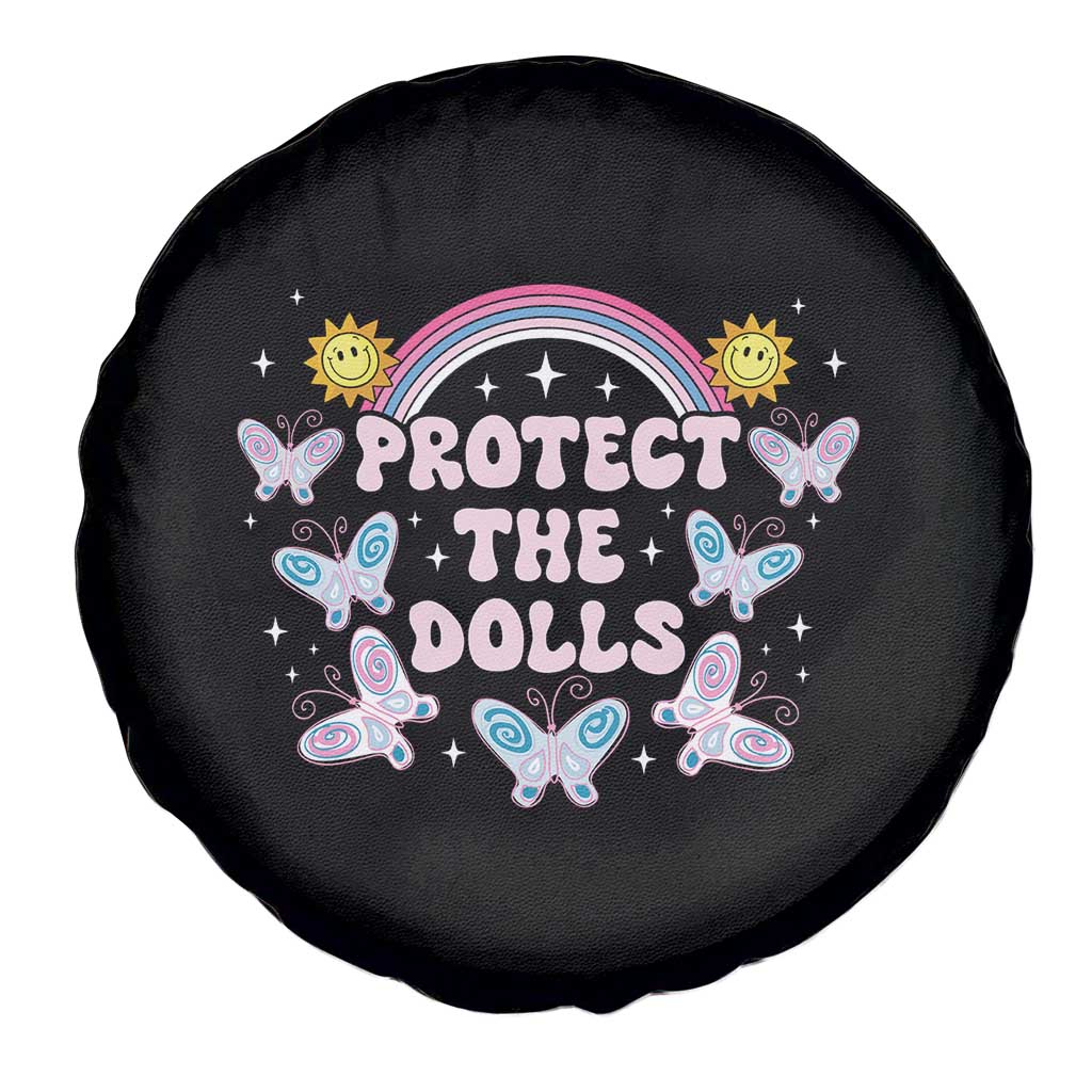 Protect The Dolls Spare Tire Cover Trans Women Pride Month Retro Groove Butterfly