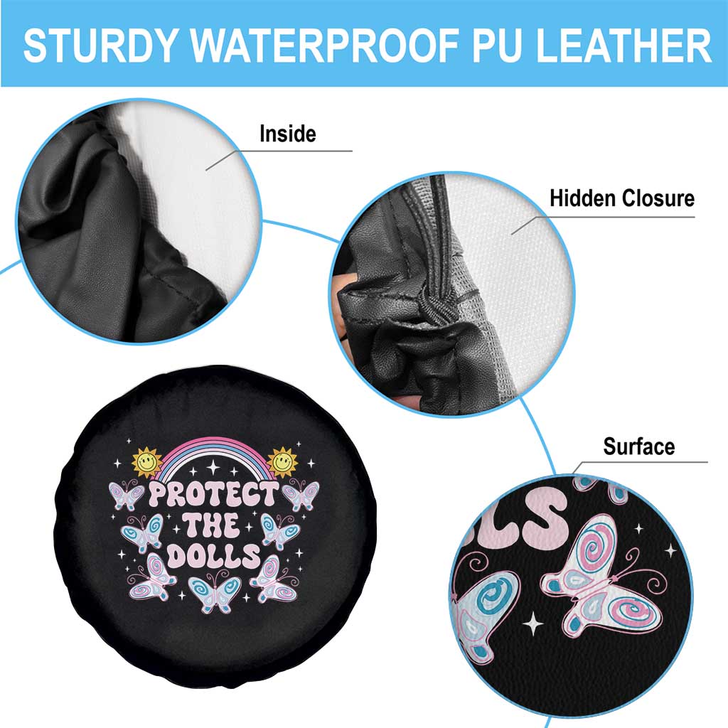 Protect The Dolls Spare Tire Cover Trans Women Pride Month Retro Groove Butterfly