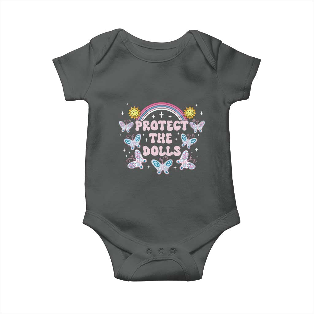 Protect The Dolls Baby Onesie Trans Women Pride Month Retro Groove Butterfly