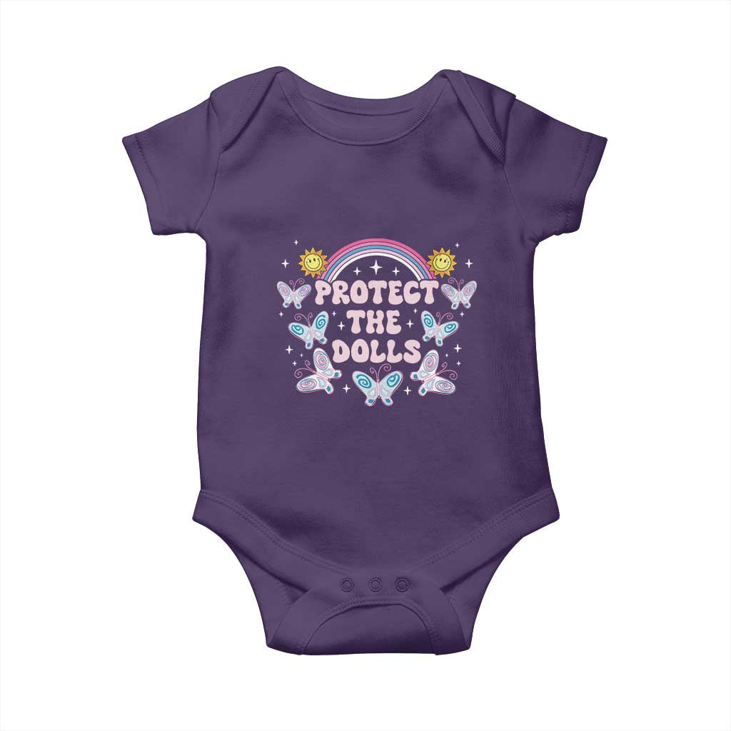 Protect The Dolls Baby Onesie Trans Women Pride Month Retro Groove Butterfly