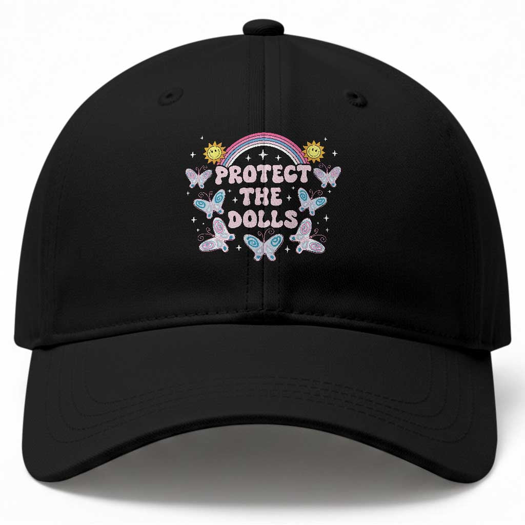 Protect The Dolls Baseball Cap Trans Women Pride Month Retro Groove Butterfly