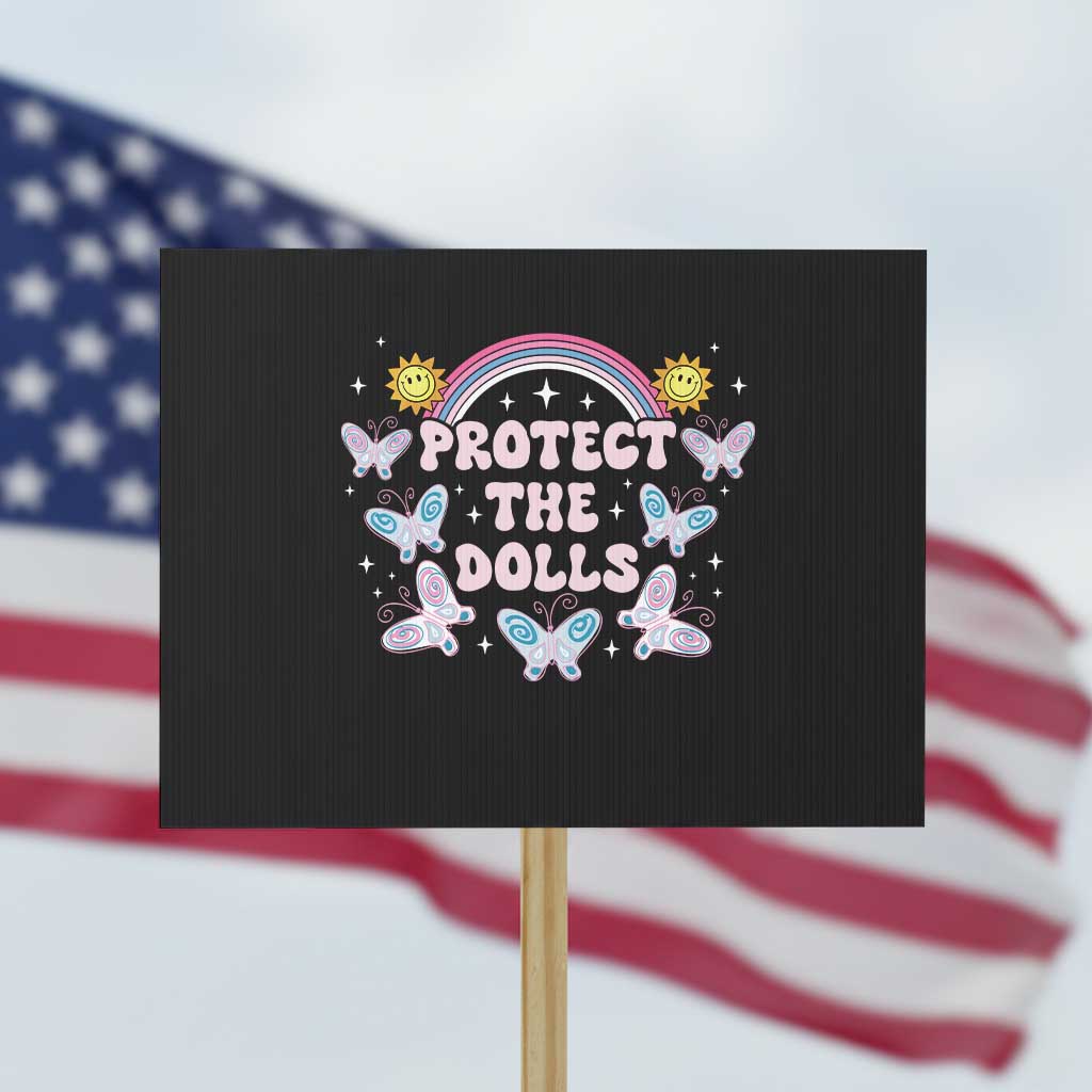 Protect The Dolls Protest Sign Trans Women Pride Month Retro Groove Butterfly - Wonder Print Shop