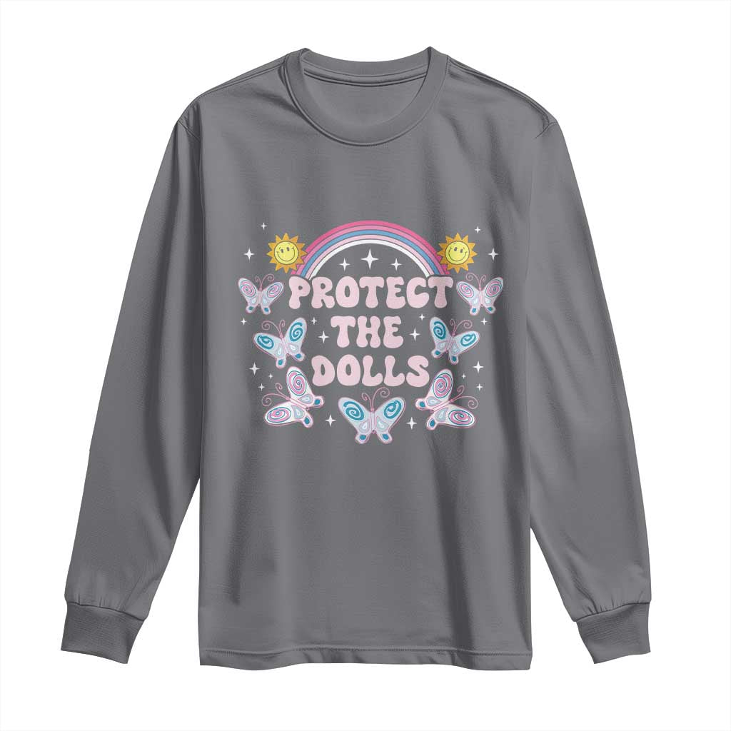 Protect The Dolls Long Sleeve Shirt Trans Women Pride Month Retro Groove Butterfly