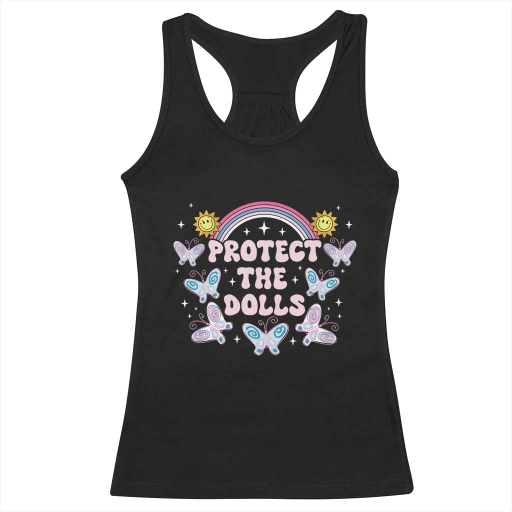 Protect The Dolls Racerback Tank Top Trans Women Pride Month Retro Groove Butterfly