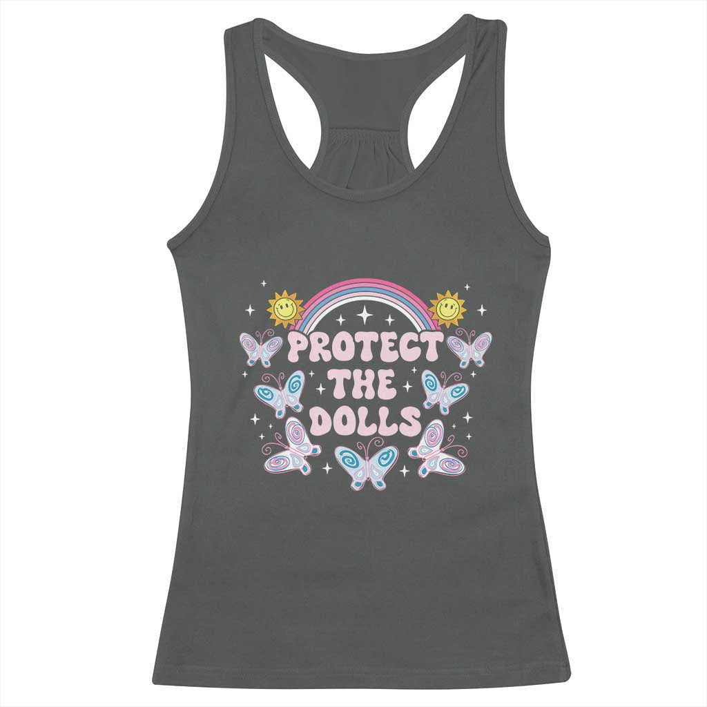Protect The Dolls Racerback Tank Top Trans Women Pride Month Retro Groove Butterfly