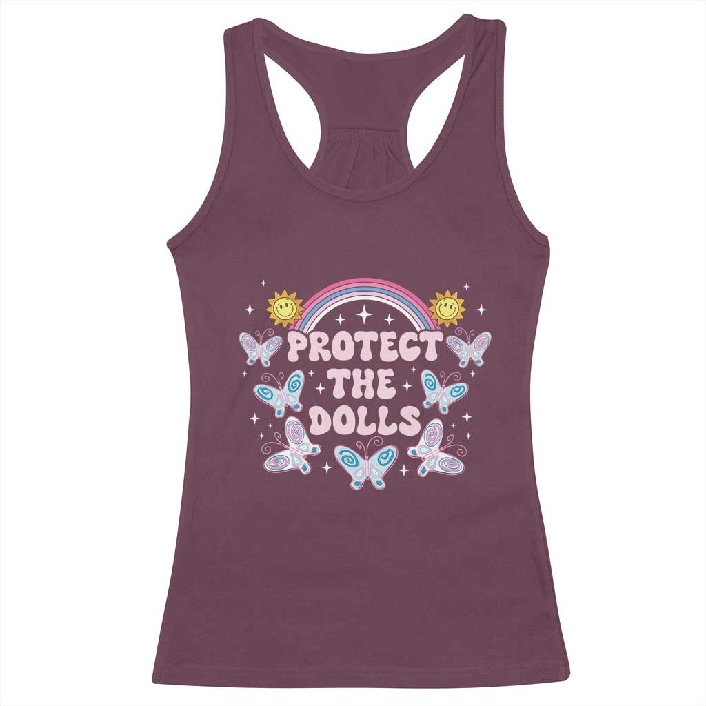 Protect The Dolls Racerback Tank Top Trans Women Pride Month Retro Groove Butterfly