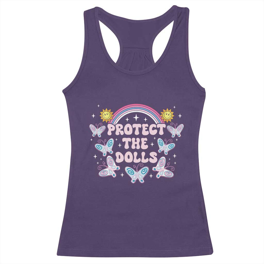 Protect The Dolls Racerback Tank Top Trans Women Pride Month Retro Groove Butterfly