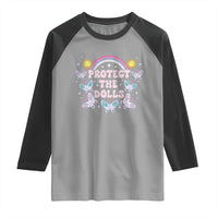 Protect The Dolls Raglan Shirt Trans Women Pride Month Retro Groove Butterfly