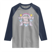 Protect The Dolls Raglan Shirt Trans Women Pride Month Retro Groove Butterfly
