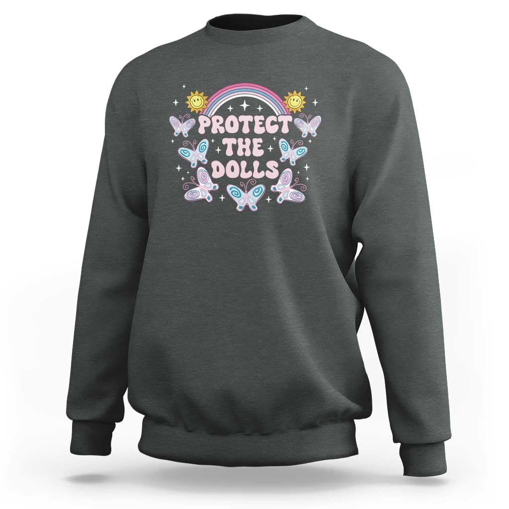 Protect The Dolls Sweatshirt Trans Women Pride Month Retro Groove Butterfly
