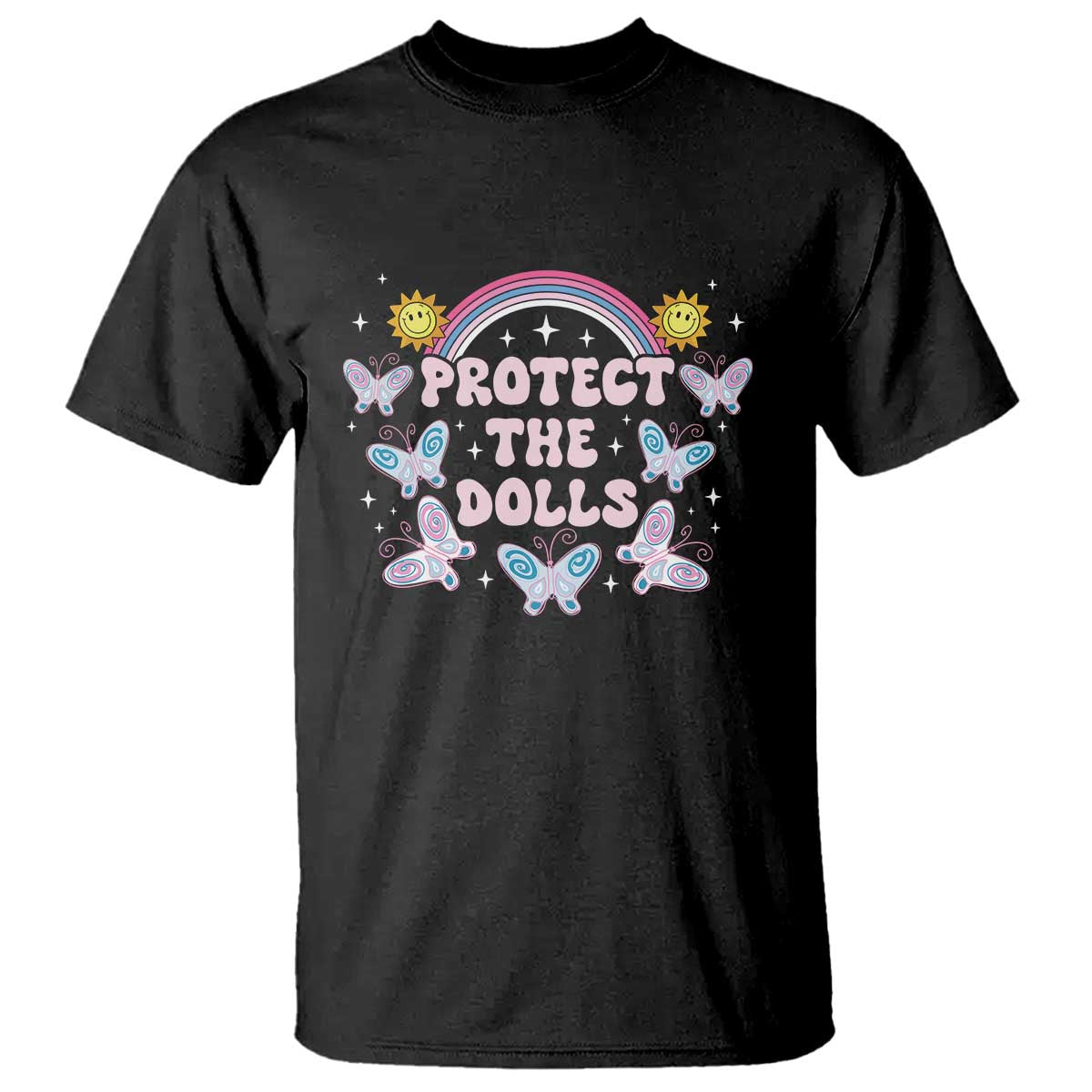 Protect The Dolls T Shirt Trans Women Pride Month Retro Groove Butterfly