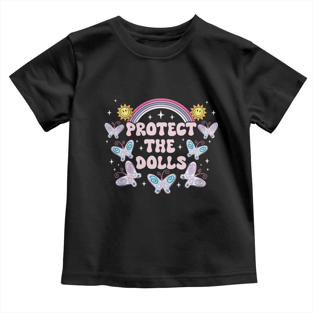 Protect The Dolls Toddler T Shirt Trans Women Pride Month Retro Groove Butterfly