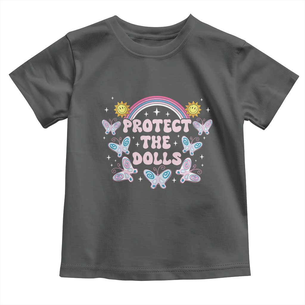 Protect The Dolls Toddler T Shirt Trans Women Pride Month Retro Groove Butterfly