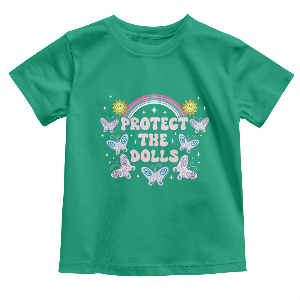 Protect The Dolls Toddler T Shirt Trans Women Pride Month Retro Groove Butterfly