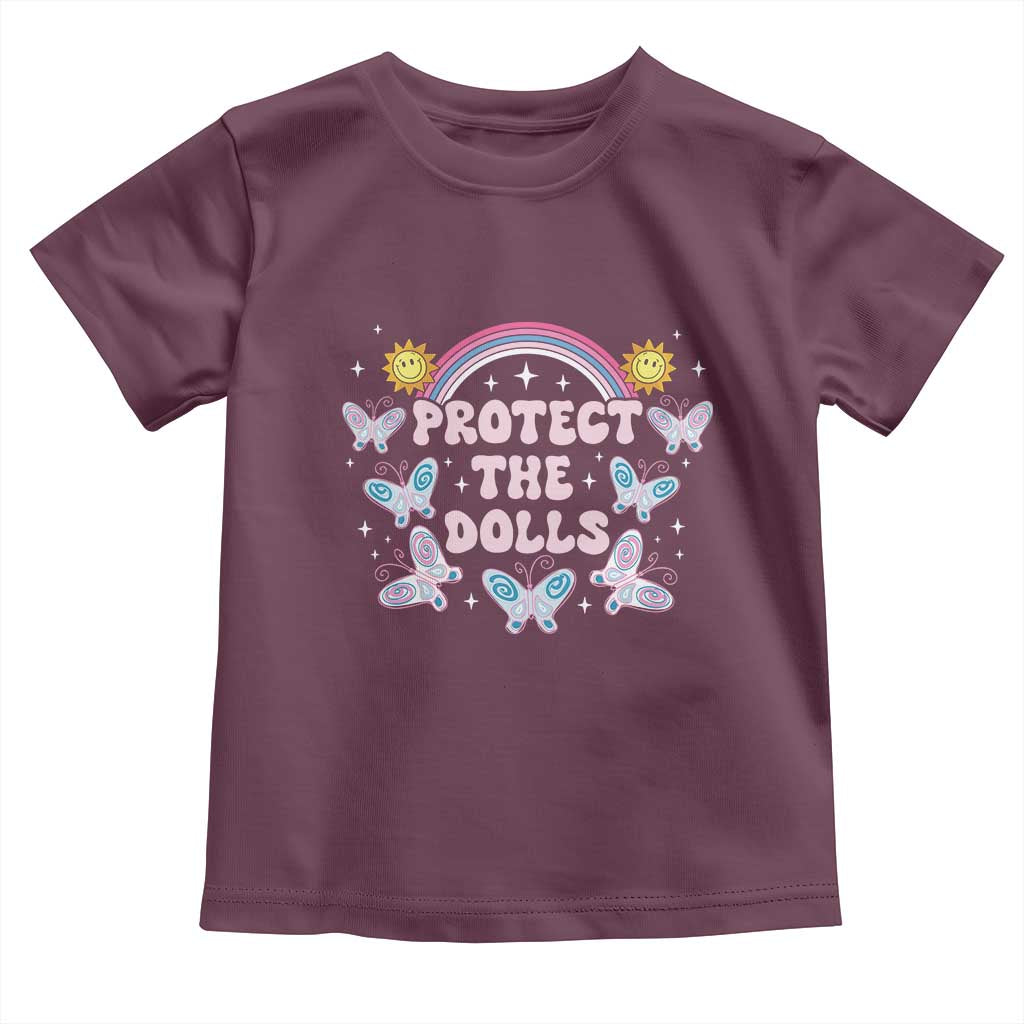 Protect The Dolls Toddler T Shirt Trans Women Pride Month Retro Groove Butterfly