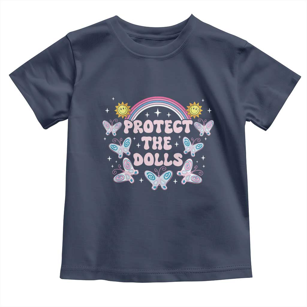 Protect The Dolls Toddler T Shirt Trans Women Pride Month Retro Groove Butterfly