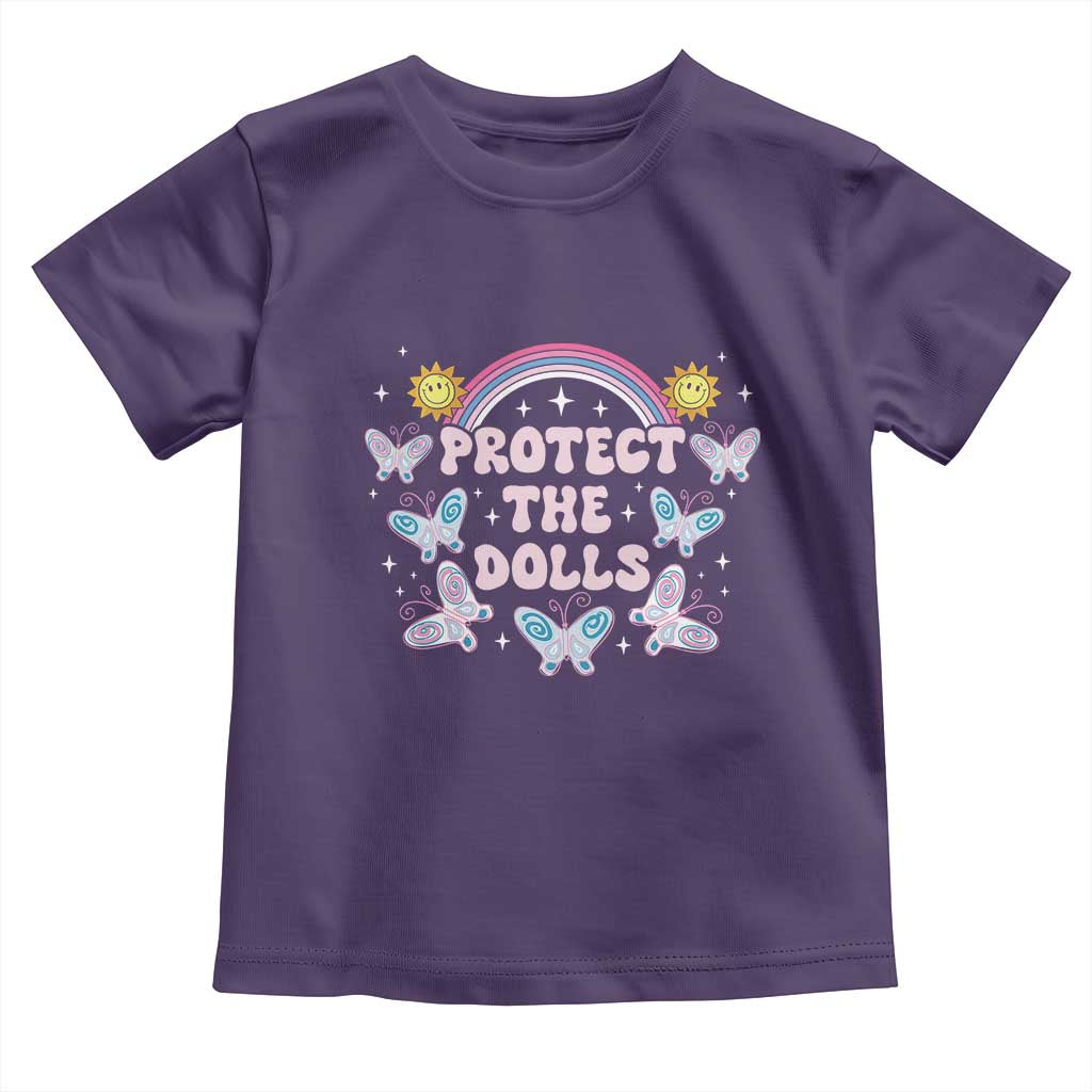 Protect The Dolls Toddler T Shirt Trans Women Pride Month Retro Groove Butterfly