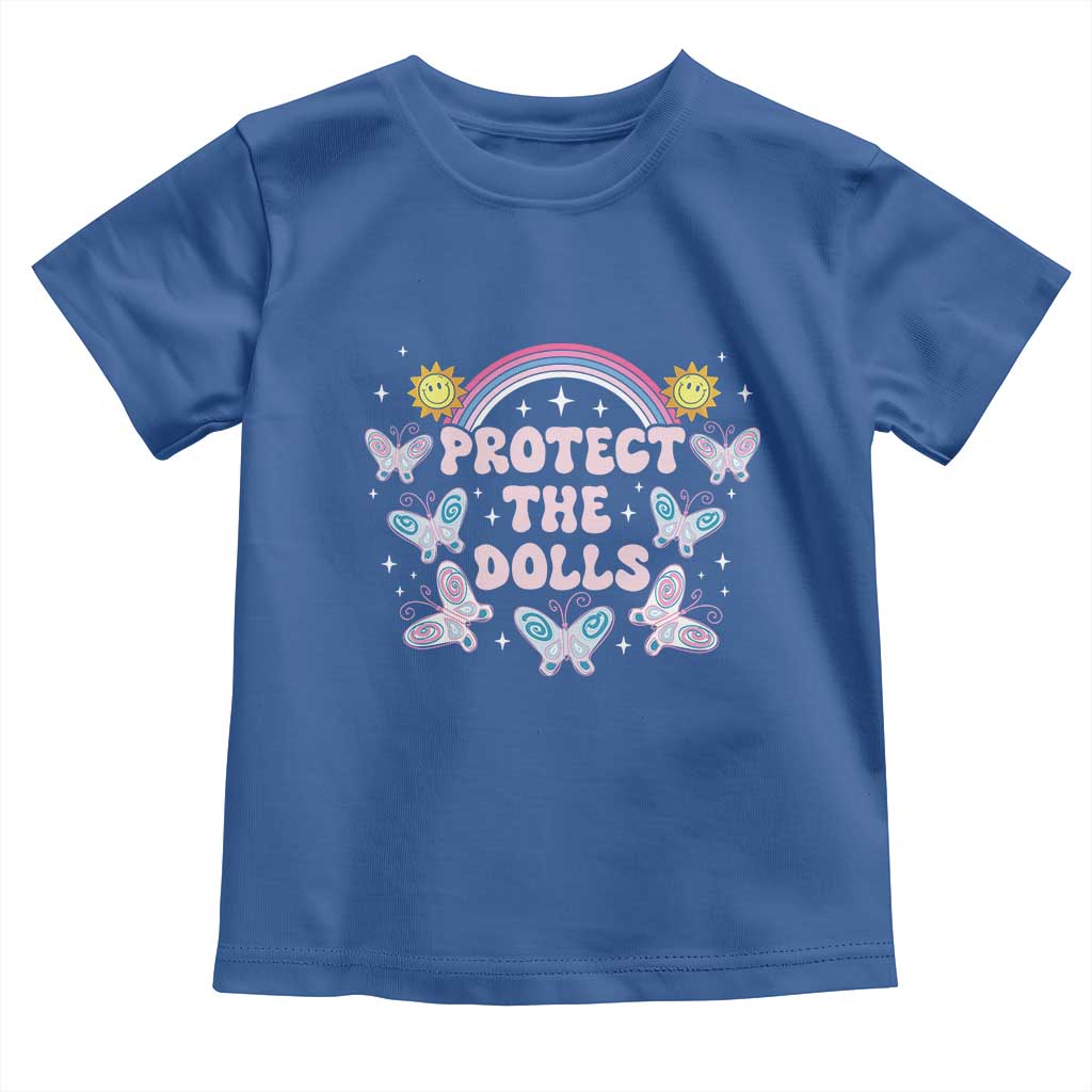 Protect The Dolls Toddler T Shirt Trans Women Pride Month Retro Groove Butterfly