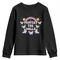 Protect The Dolls Youth Sweatshirt Trans Women Pride Month Retro Groove Butterfly