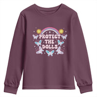 Protect The Dolls Youth Sweatshirt Trans Women Pride Month Retro Groove Butterfly