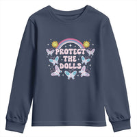 Protect The Dolls Youth Sweatshirt Trans Women Pride Month Retro Groove Butterfly