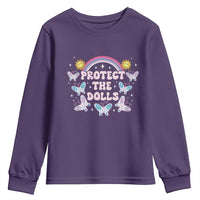 Protect The Dolls Youth Sweatshirt Trans Women Pride Month Retro Groove Butterfly