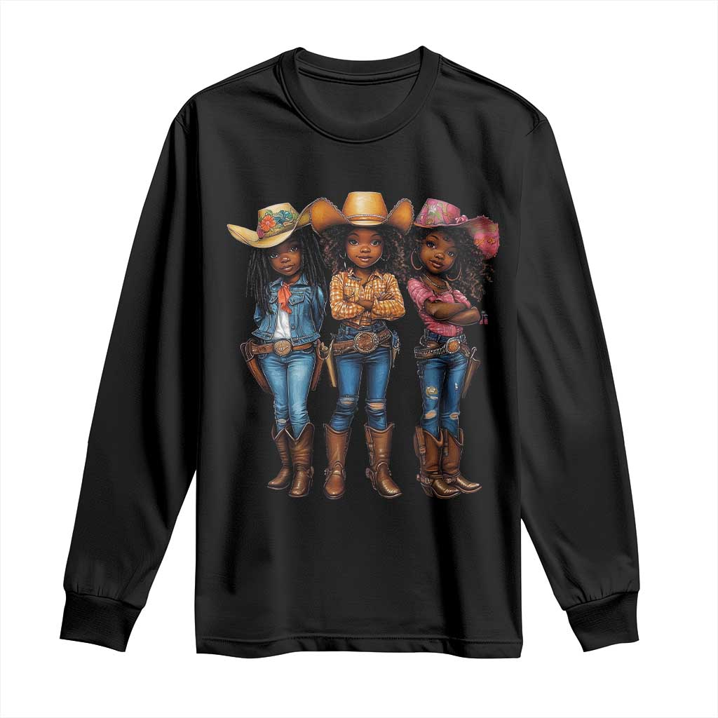 Black African American Cowgirl Baby Western Country Texas Long Sleeve Shirt