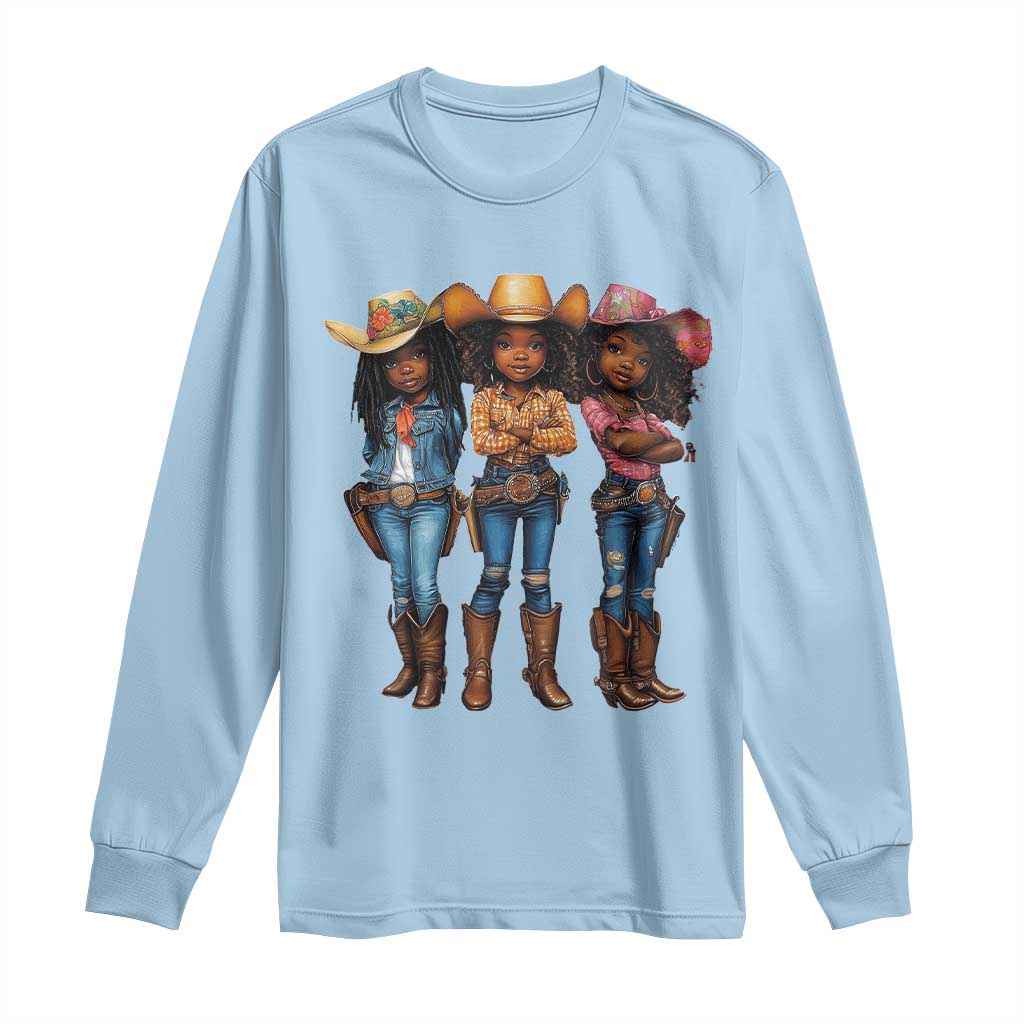 Black African American Cowgirl Baby Western Country Texas Long Sleeve Shirt
