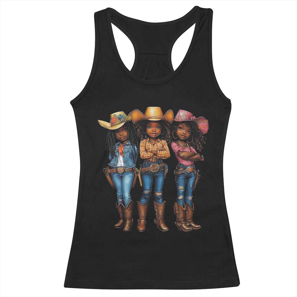 Black African American Cowgirl Baby Western Country Texas Racerback Tank Top
