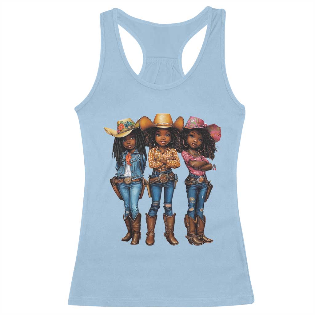 Black African American Cowgirl Baby Western Country Texas Racerback Tank Top