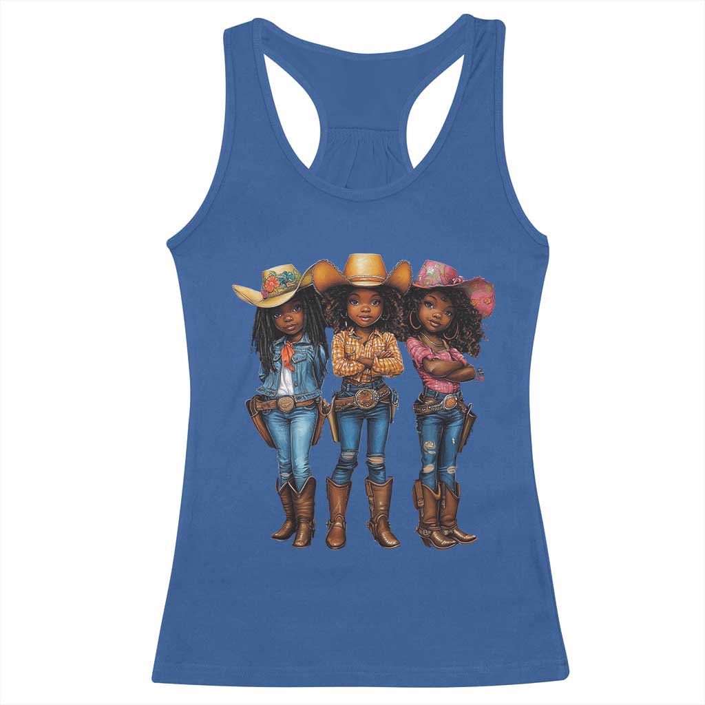 Black African American Cowgirl Baby Western Country Texas Racerback Tank Top