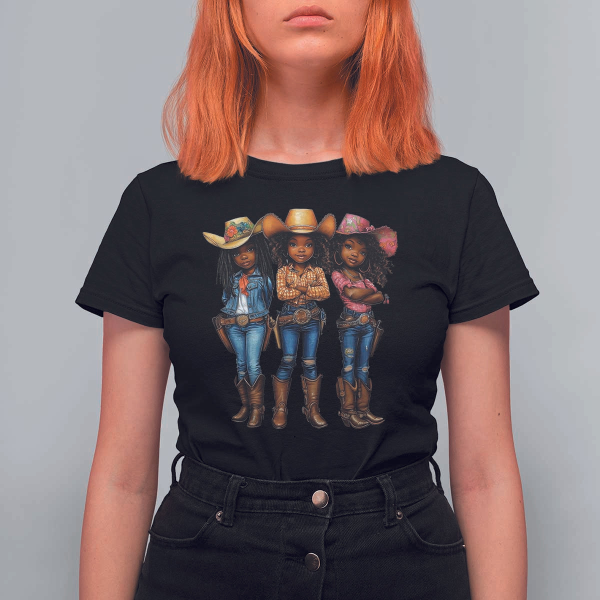 Black African American Cowgirl Baby Western Country Texas T Shirt For Women