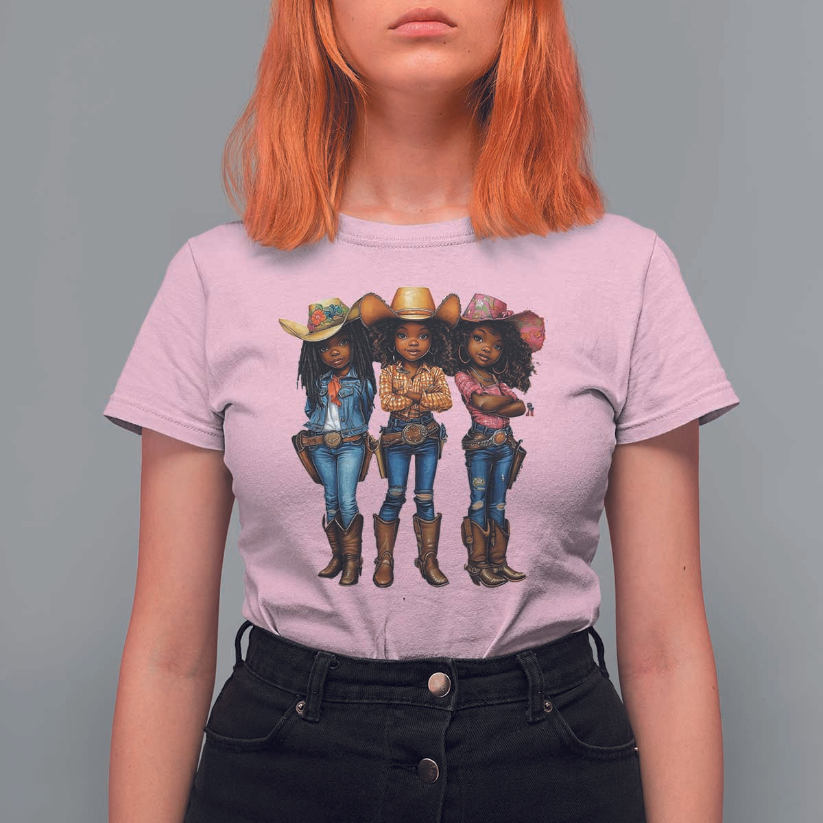 Black African American Cowgirl Baby Western Country Texas T Shirt For Women