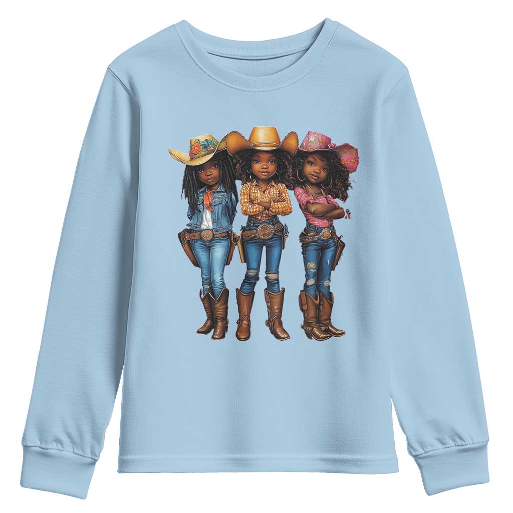 Black African American Cowgirl Baby Western Country Texas Youth Sweatshirt