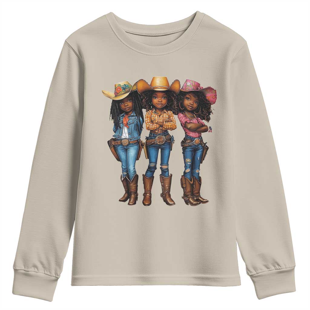 Black African American Cowgirl Baby Western Country Texas Youth Sweatshirt