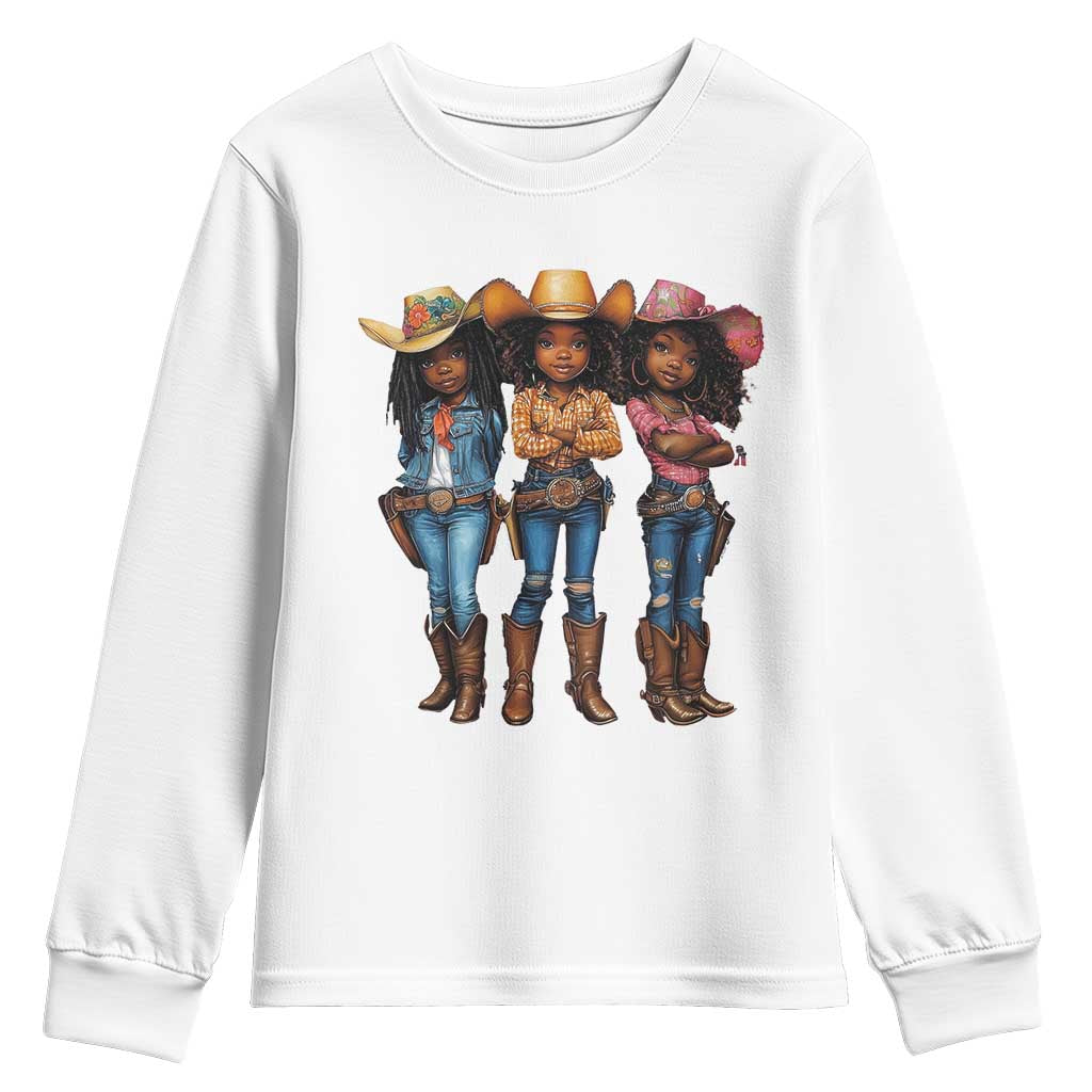 Black African American Cowgirl Baby Western Country Texas Youth Sweatshirt