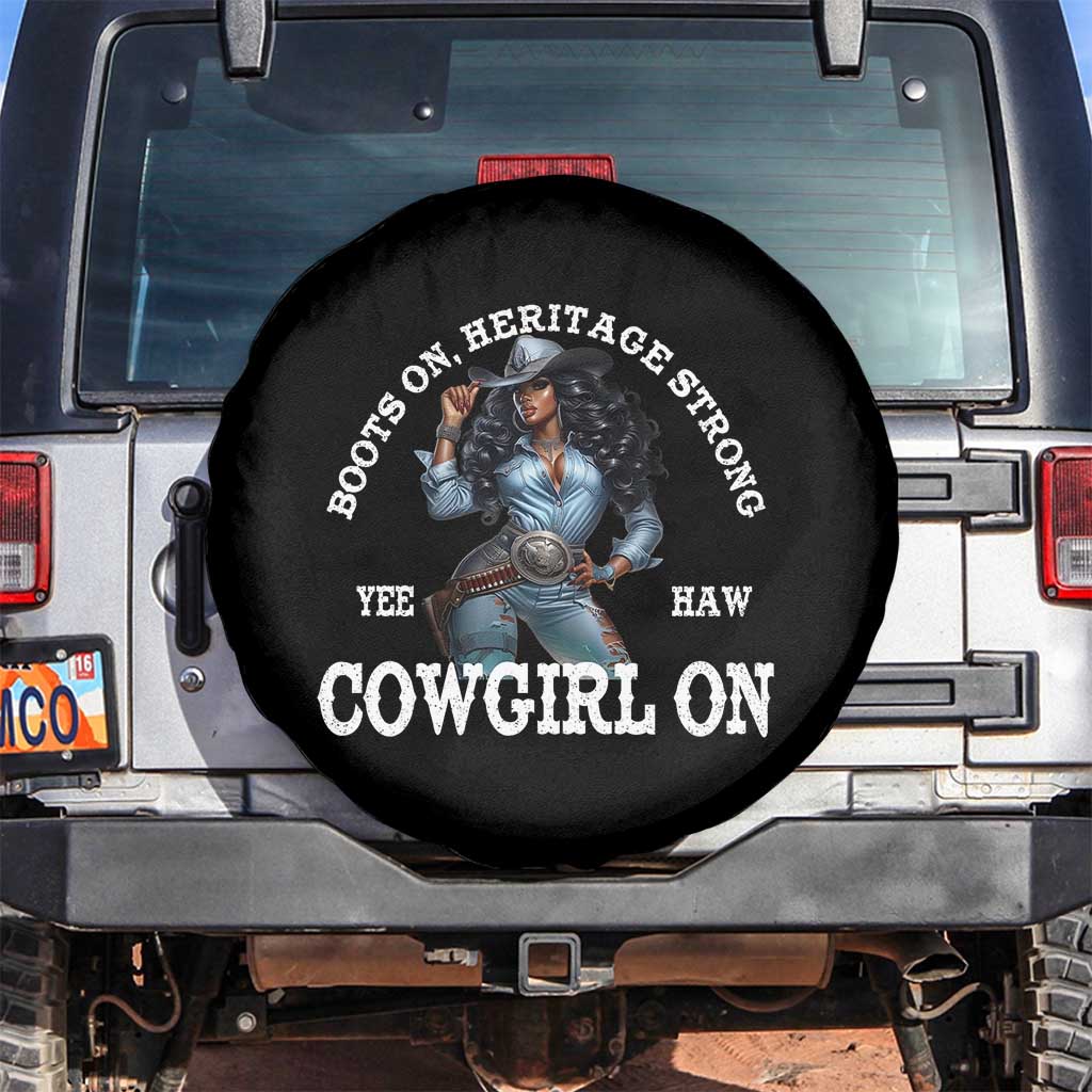 Boots On Heritage Strong Cowgirl On Spare Tire Cover African American Black Cowgirl