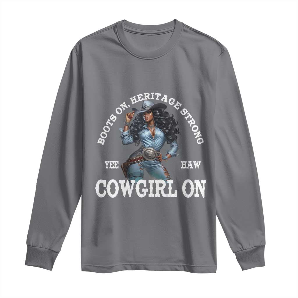 Boots On Heritage Strong Cowgirl On Long Sleeve Shirt African American Black Cowgirl