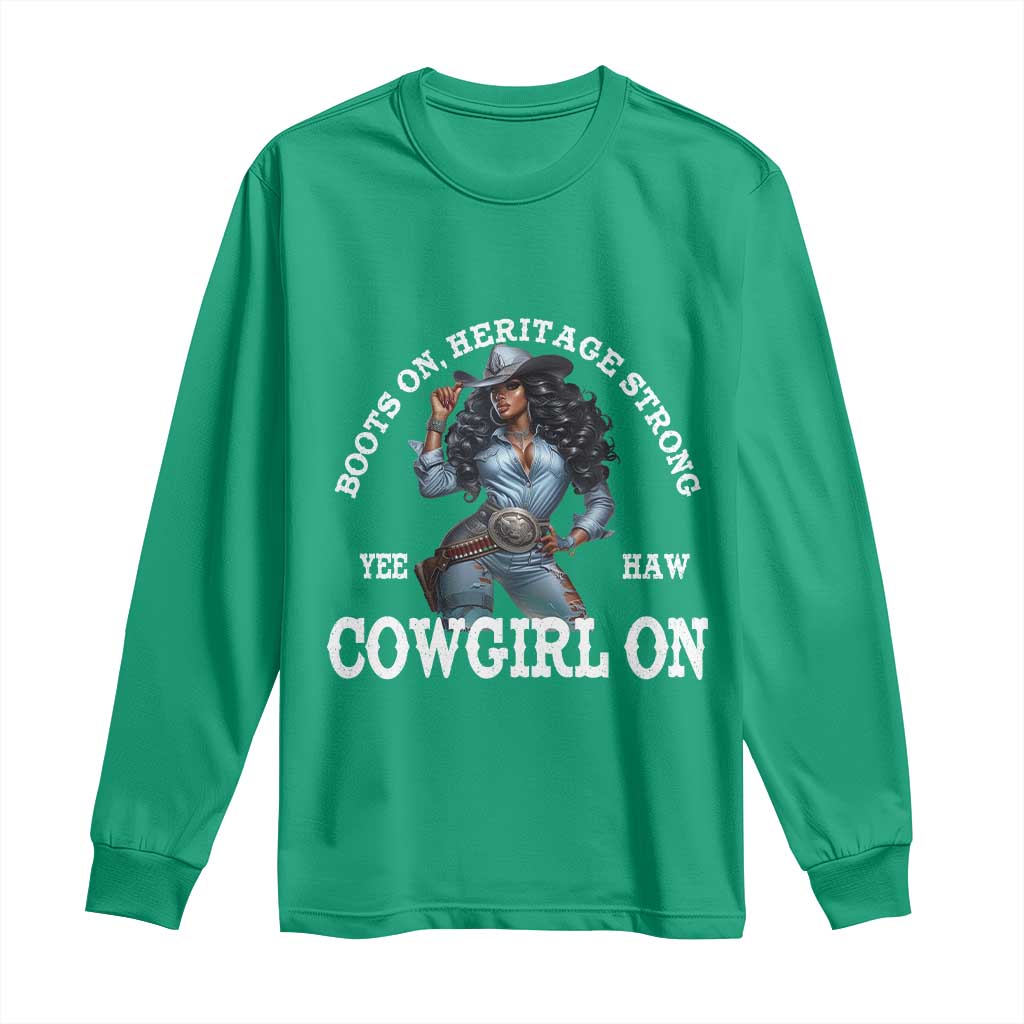 Boots On Heritage Strong Cowgirl On Long Sleeve Shirt African American Black Cowgirl