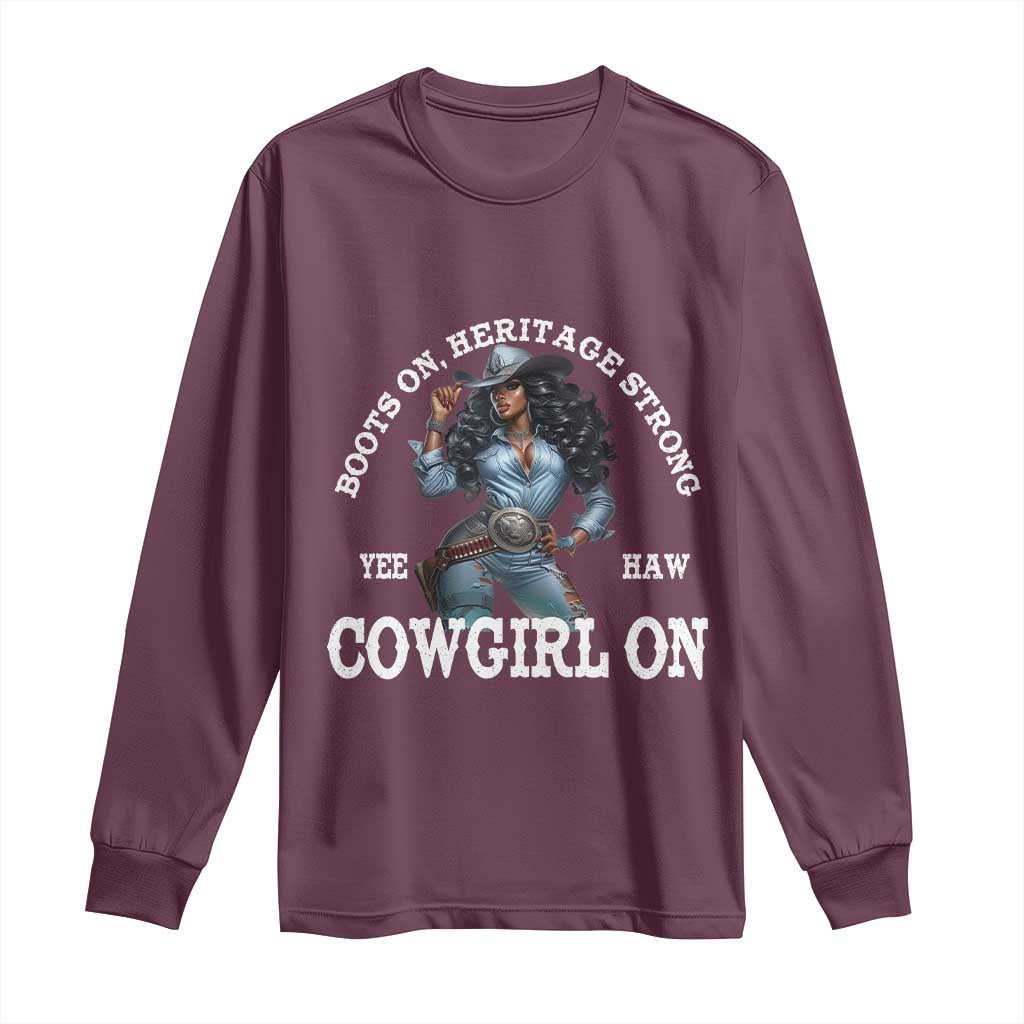 Boots On Heritage Strong Cowgirl On Long Sleeve Shirt African American Black Cowgirl