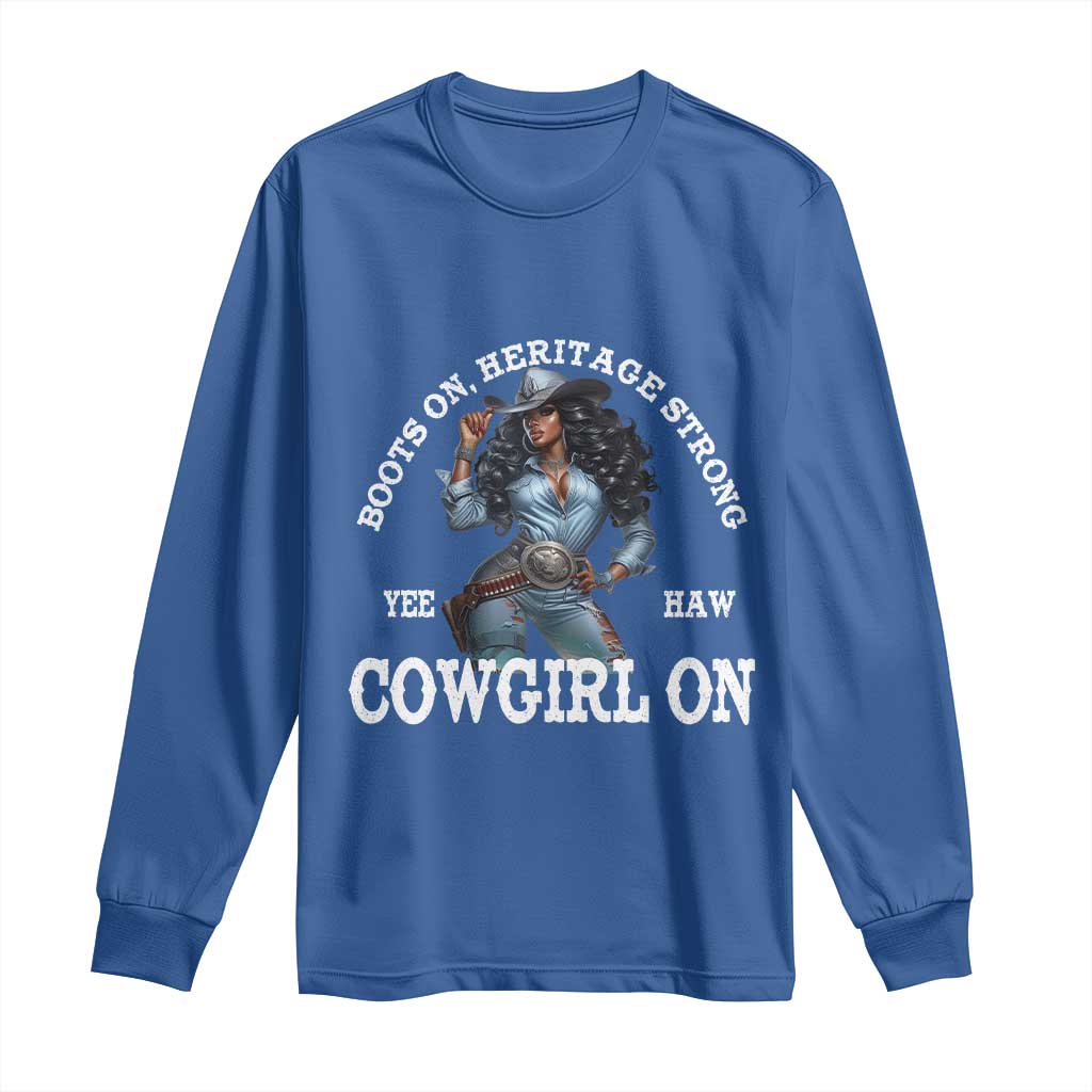 Boots On Heritage Strong Cowgirl On Long Sleeve Shirt African American Black Cowgirl
