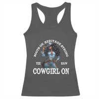 Boots On Heritage Strong Cowgirl On Racerback Tank Top African American Black Cowgirl